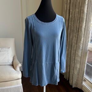 Pure Jill Elegant Denim Blue Long Sleeve Organic top